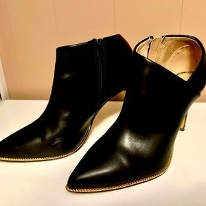 Black and gold ankle boot
